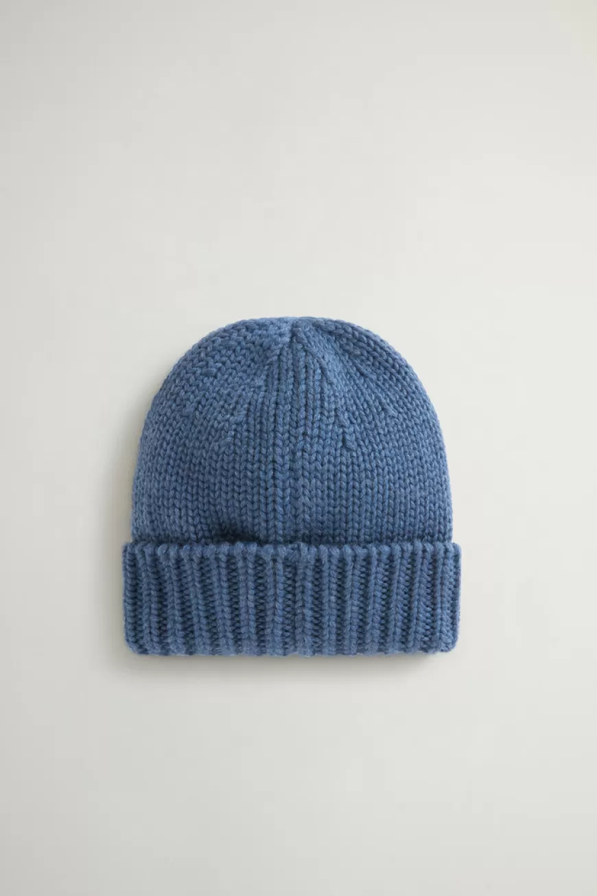 Beanie aus reiner Schurwolle für Jungen mit aufgesticktem Logo>Woolrich Discount