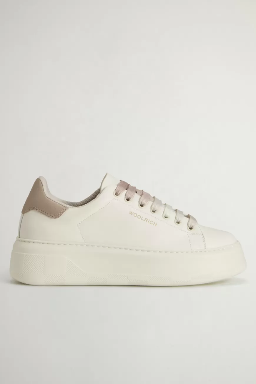 Chunky Court Sneaker aus Leder mit kontrastfarbenem Einsatz>Woolrich Cheap