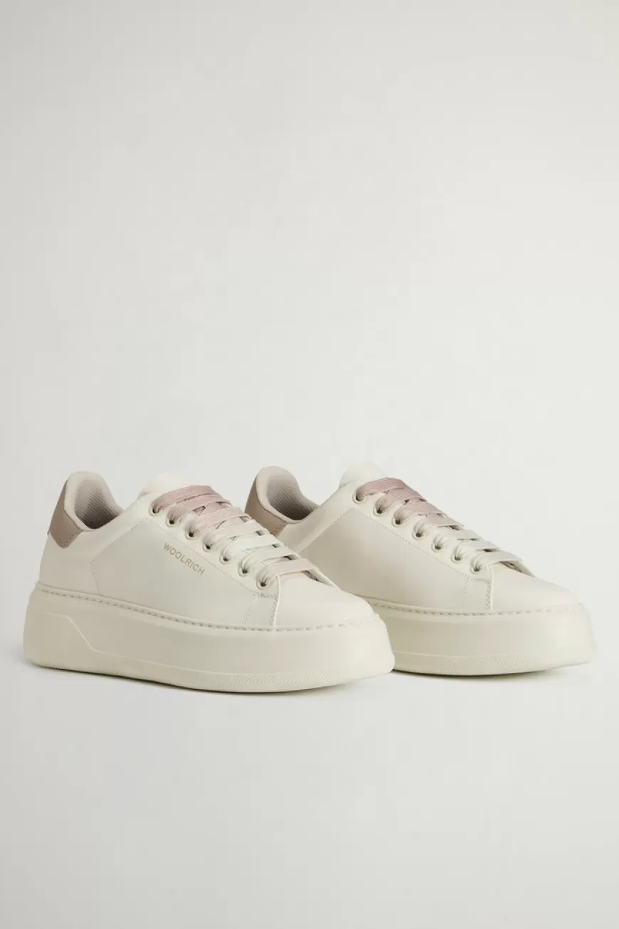 Chunky Court Sneaker aus Leder mit kontrastfarbenem Einsatz>Woolrich Cheap