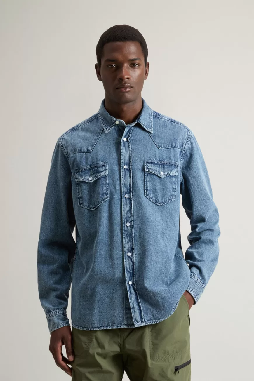 Jeans-Shirt aus reiner Baumwolle>Woolrich Sale