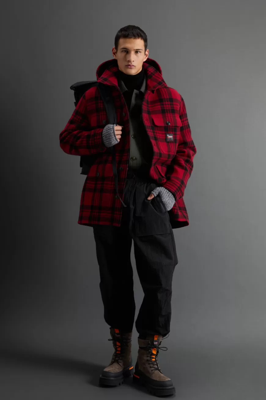 Karierte Jacke aus Wollmischung mit abnehmbarer Kapuze by Todd Snyder>Woolrich Sale