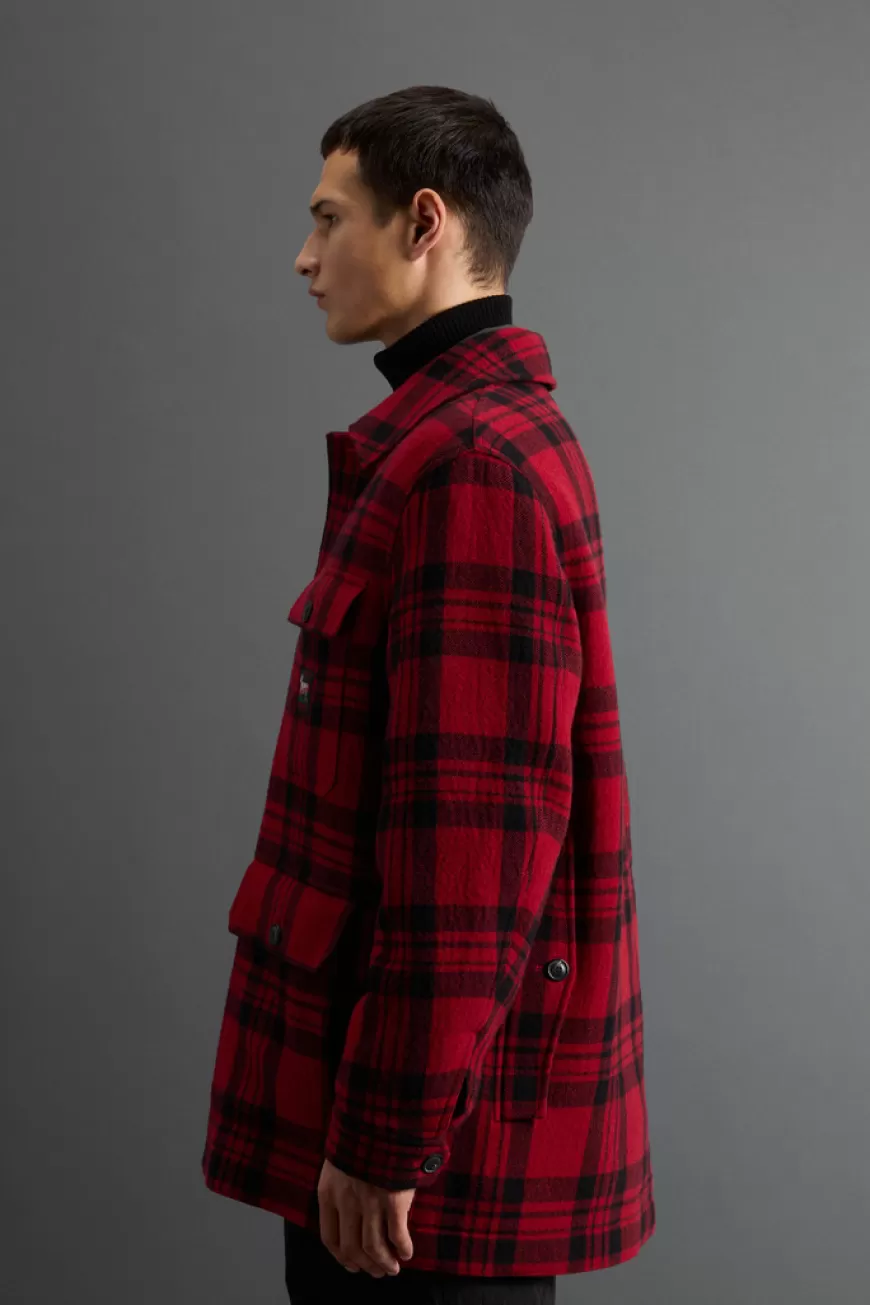 Karierte Jacke aus Wollmischung mit abnehmbarer Kapuze by Todd Snyder>Woolrich Sale