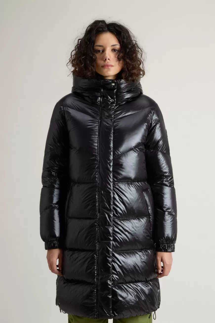 Lange Aliquippa Daunenjacke aus glänzendem Nylon>Woolrich New