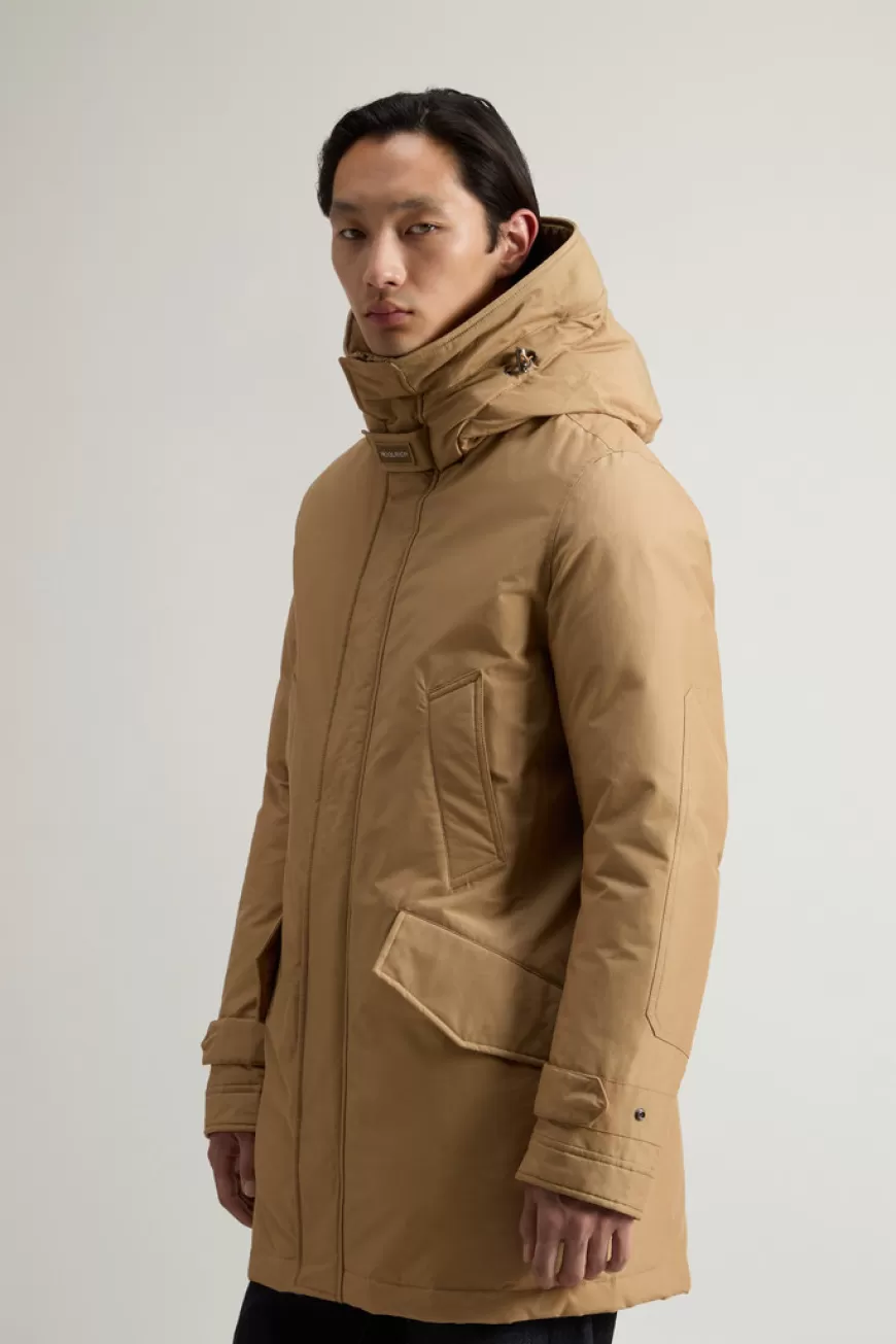 Polar Parka aus Ramar Cloth mit hohem Kragen und Pelzbesatz>Woolrich Flash Sale