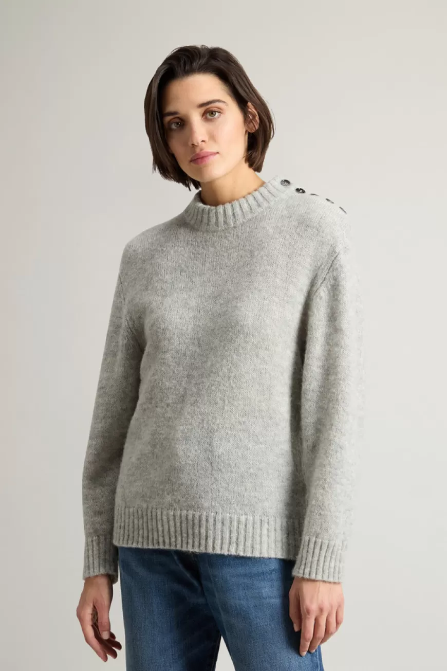 Pullover aus einer Alpakamischung mit Knöpfen an der Schulter>Woolrich Clearance