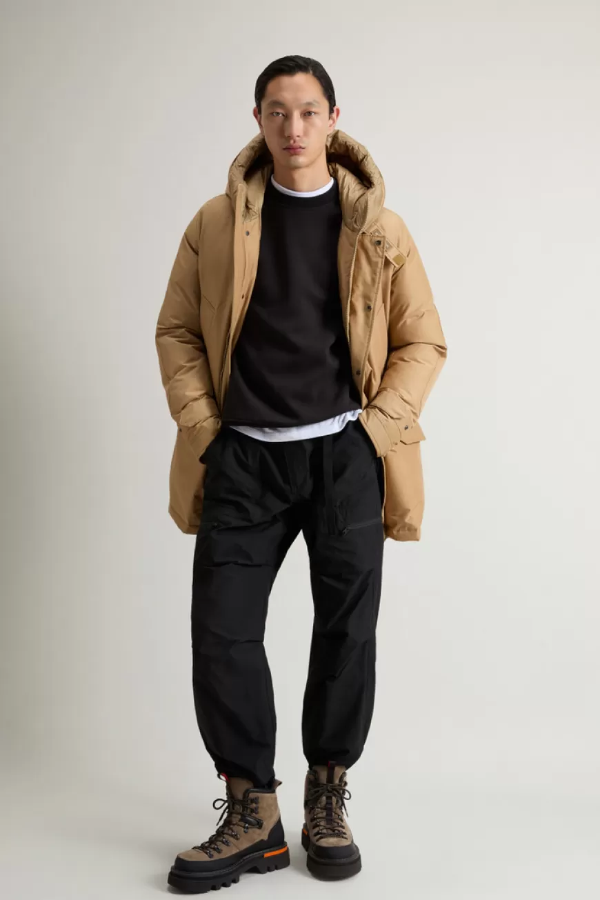Sweatshirt mit Rundhalsausschnitt aus einer Baumwollmischung mit Logoprint>Woolrich Best Sale