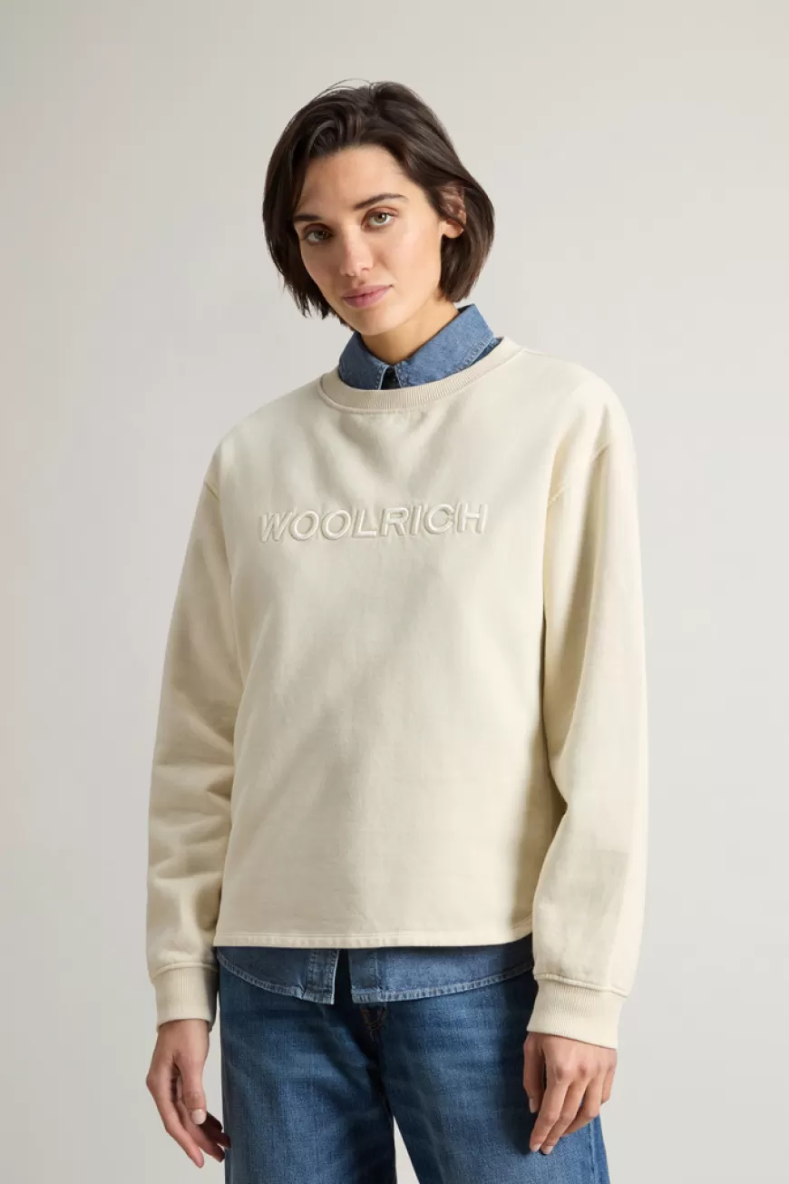 Sweatshirt mit Rundhalsausschnitt aus reiner Baumwolle mit aufgesticktem Schriftzug auf der Brust>Woolrich Best