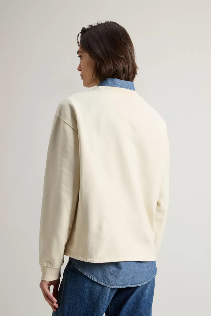 Sweatshirt mit Rundhalsausschnitt aus reiner Baumwolle mit aufgesticktem Schriftzug auf der Brust>Woolrich Best