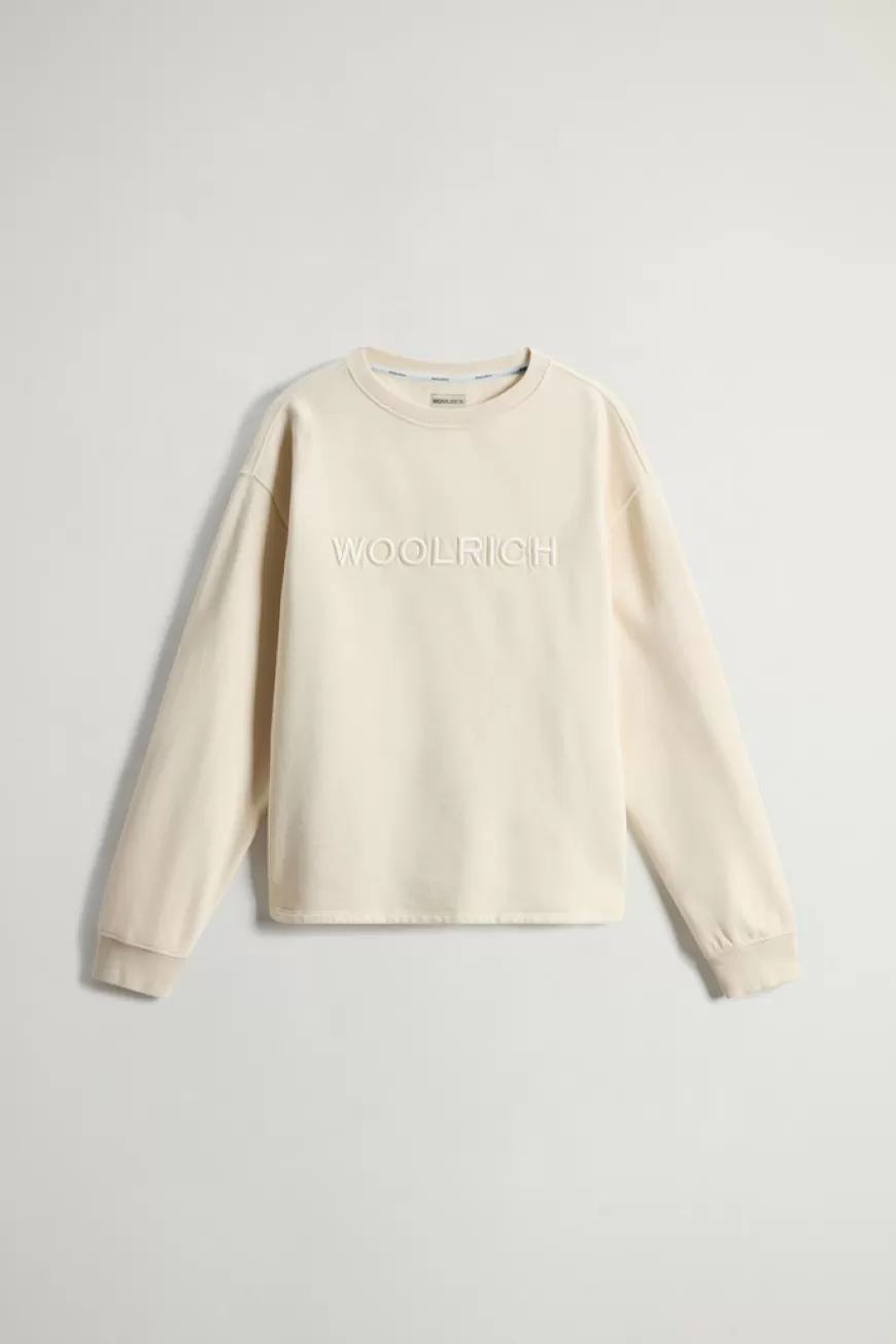 Sweatshirt mit Rundhalsausschnitt aus reiner Baumwolle mit aufgesticktem Schriftzug auf der Brust>Woolrich Best