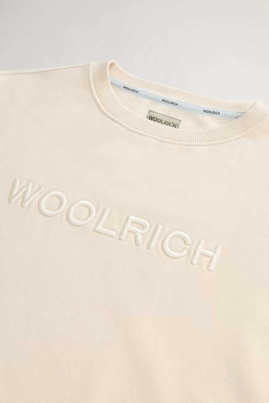 Sweatshirt mit Rundhalsausschnitt aus reiner Baumwolle mit aufgesticktem Schriftzug auf der Brust>Woolrich Best