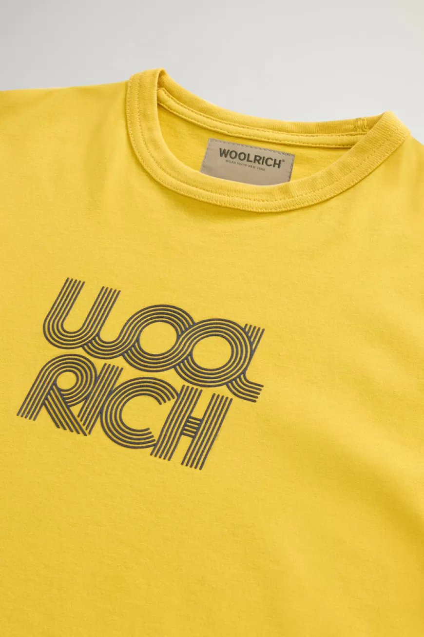 T-Shirt aus reiner Baumwolle für Jungen mit Logoprint auf der Brust>Woolrich Outlet